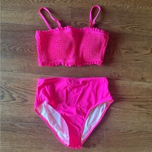 Cupshe Pink Bandeau Bikini Set
